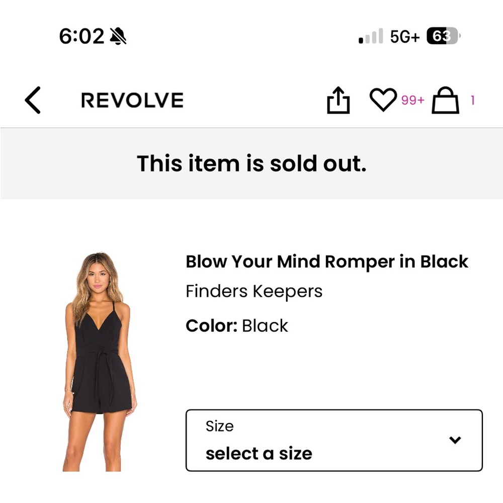 Blow Your Mind Romper in Black Size XS